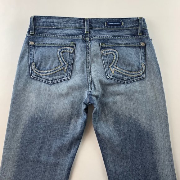 LONG Rock & Republic Jeans Rainbow Embroidered Pocket Roth Flare 29 - Picture 7 of 10